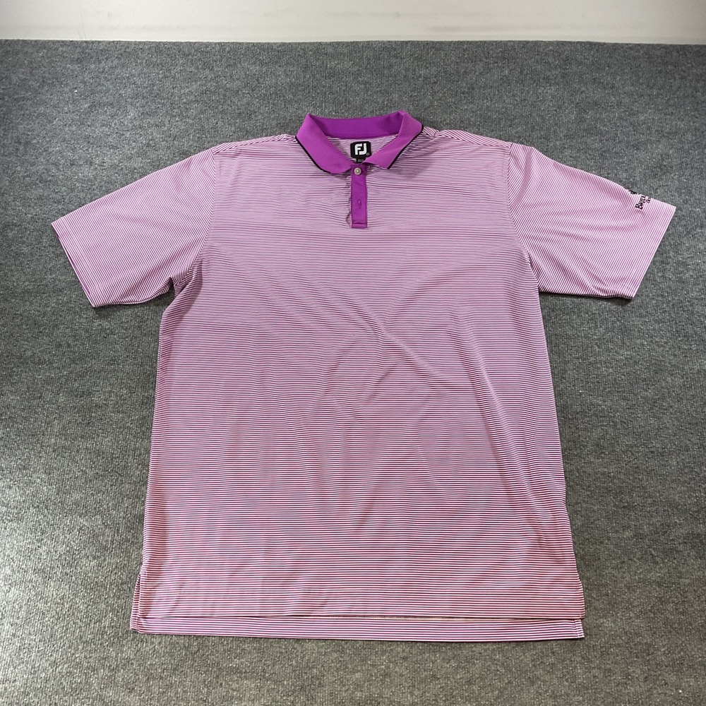 FootJoy Mens 2XL Purple Striped Polo Shirt Idlewild Golf Club Short Sleeve FJ